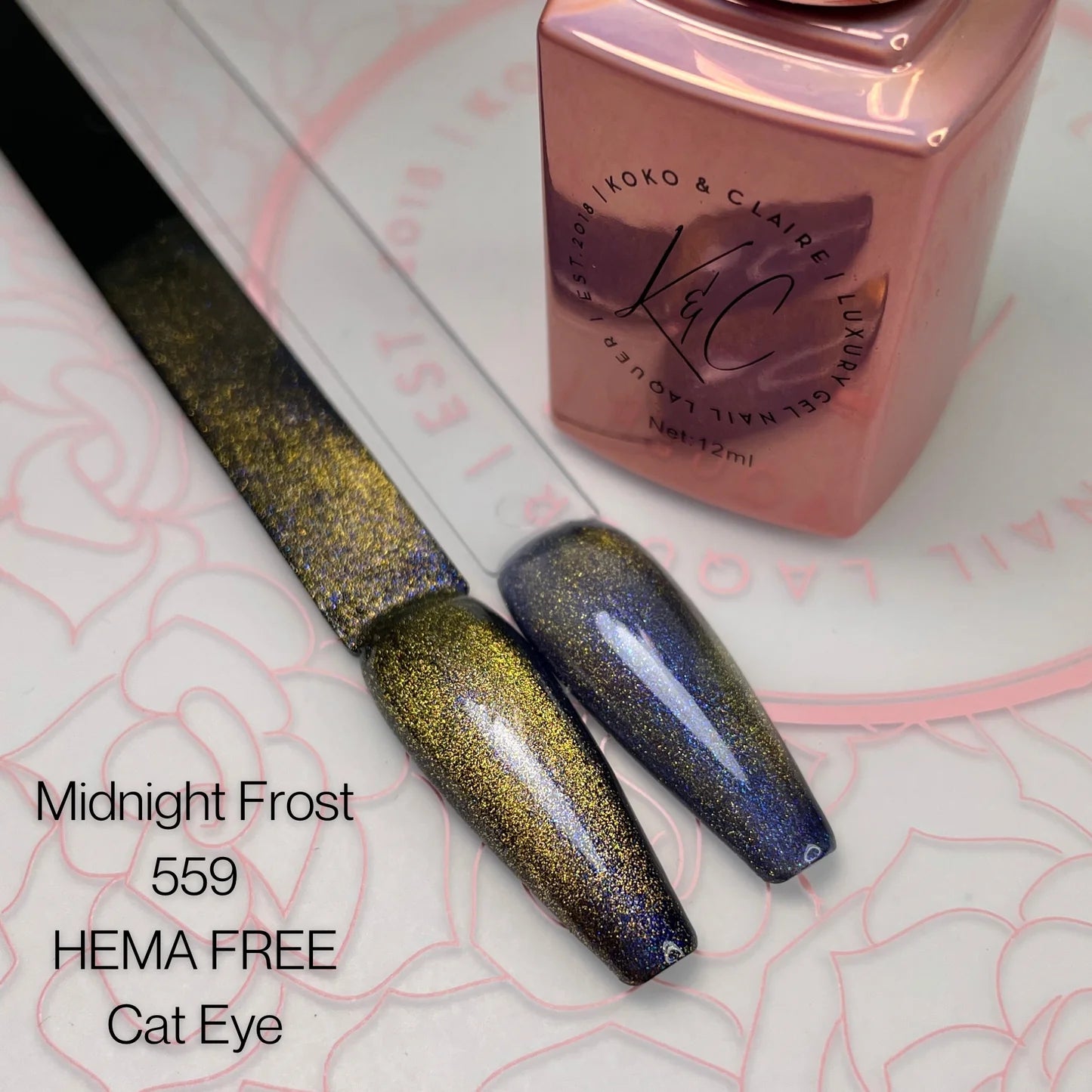 KoKo &Claire Gel polish - 0559 Midnight Frost (cat-eye, Hema-free)