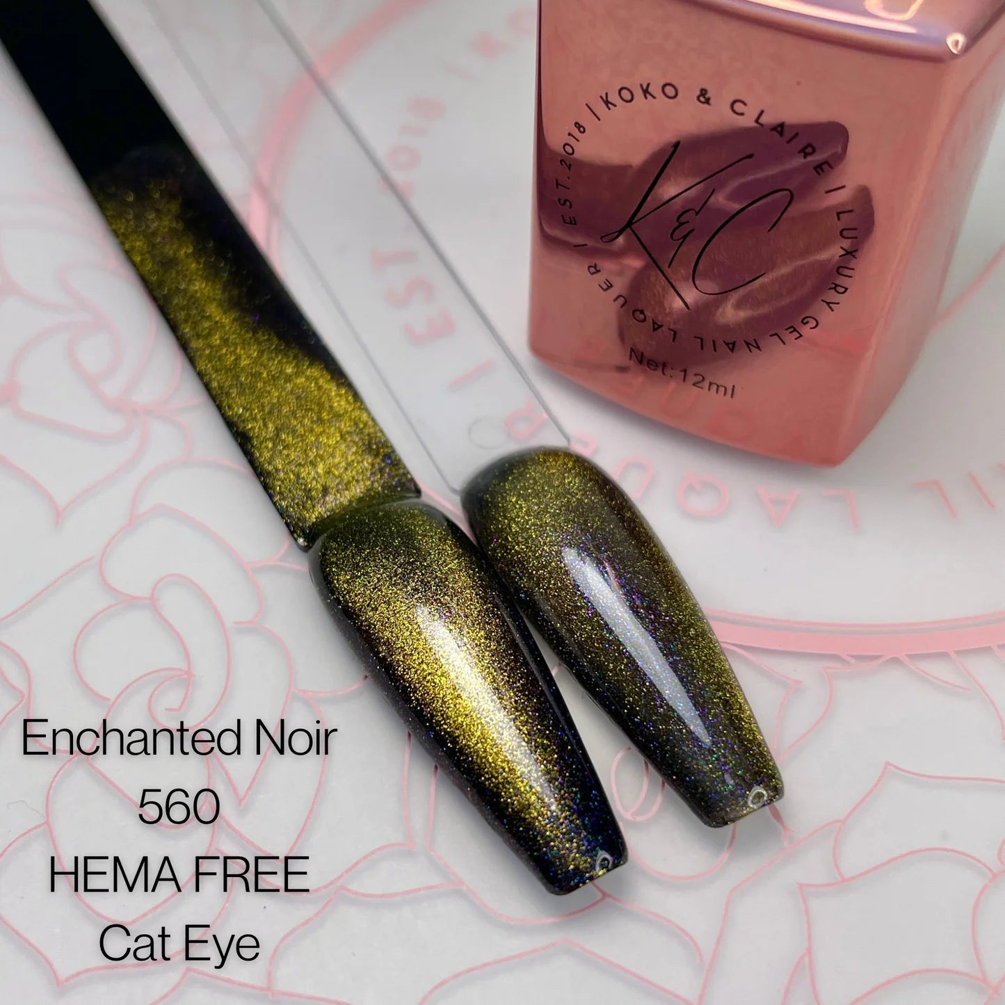 KoKo &Claire Gel polish - 0560 Enchanted Noir (cat-eye, Hema-free)