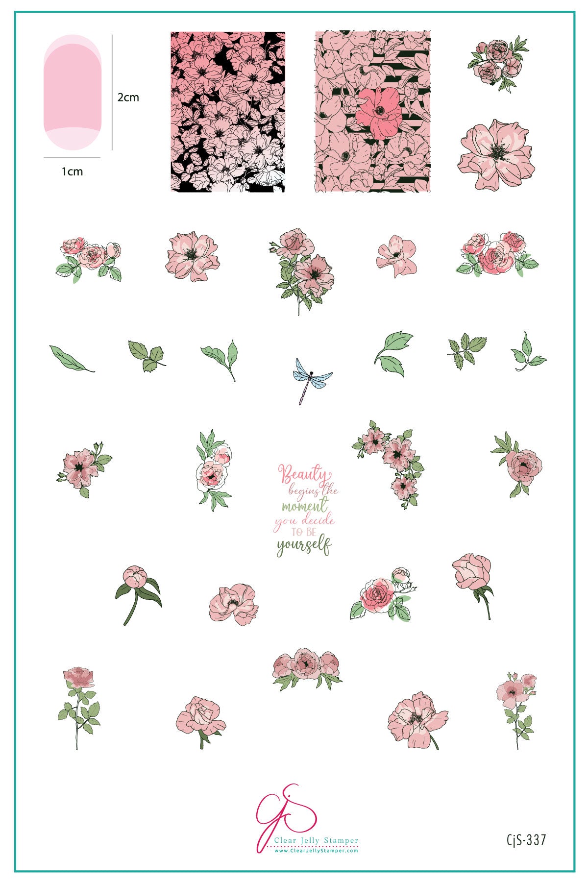 layered-nail-art-stamping-plate-inspo-card-with-delicate-designs-of-flowers-such-as-roses-and-peonies-leaves-and-words-for-nail-art