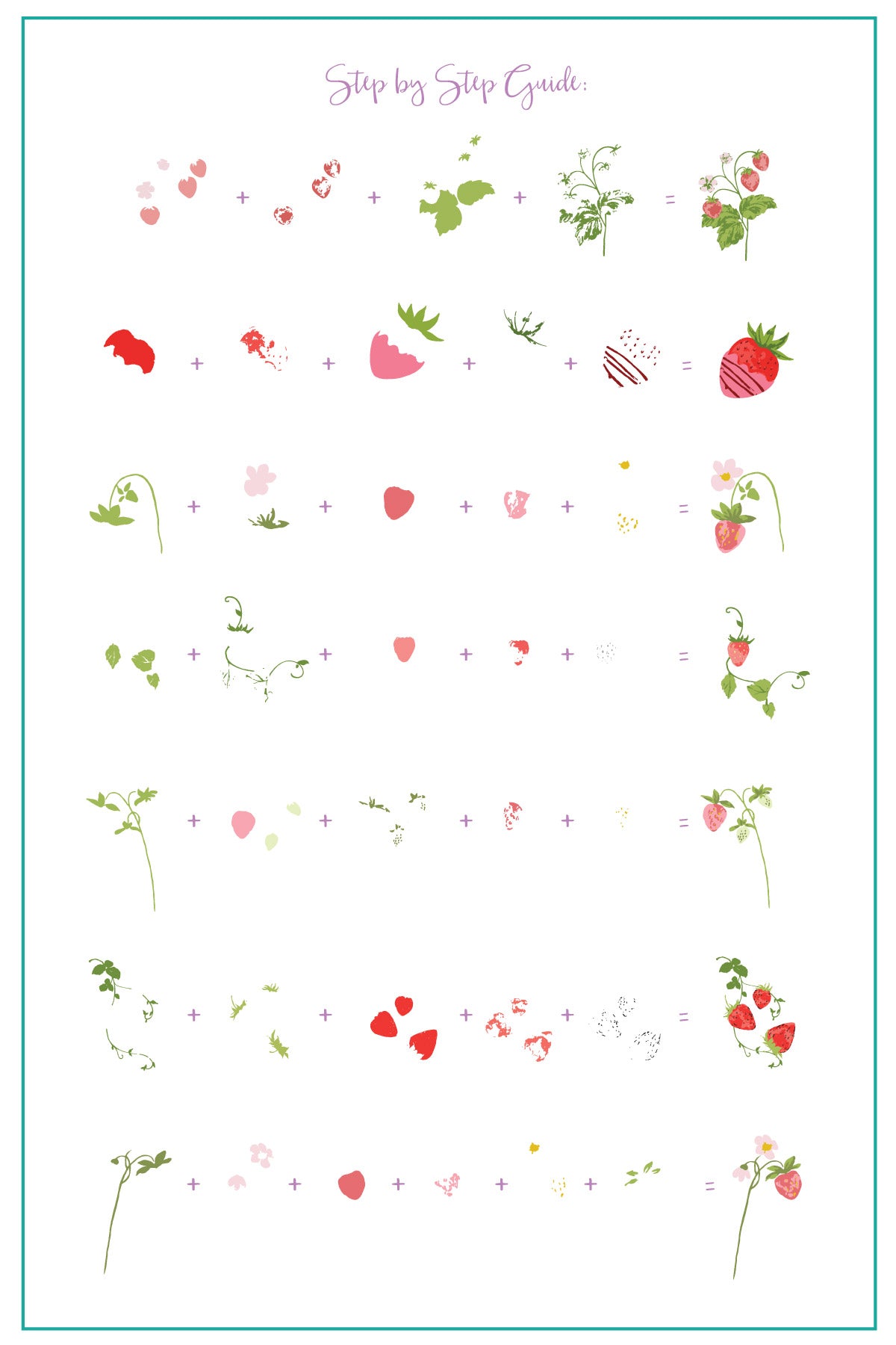 layered-nail-art-stamping-plate-how-to-card-with-designs-of- strawberry-plants-strawberries-butterflies-ladybirds-a-bumble-bee-and-words-for-nail-art