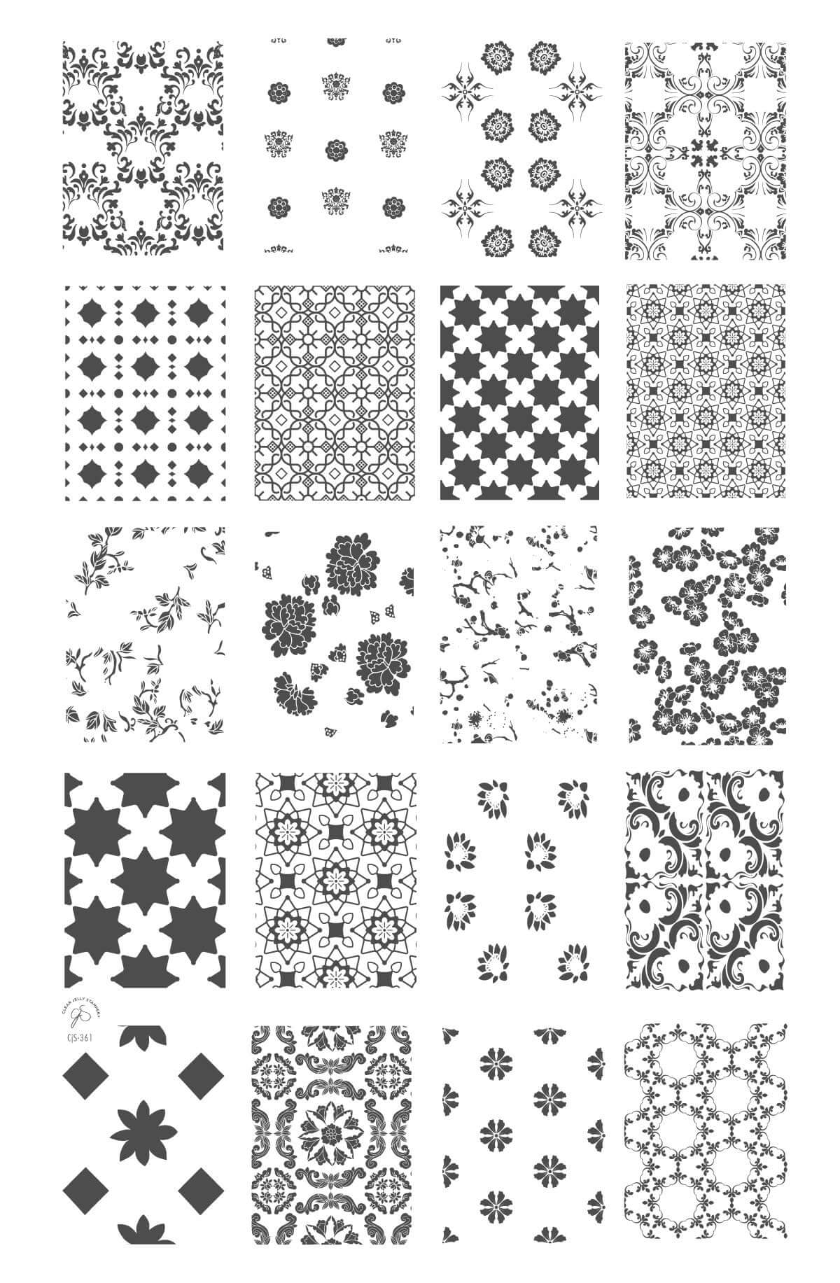 layered-nail-art-stamping-plate-showing-full-coverage-designs-of-floral-mosaic-tiles