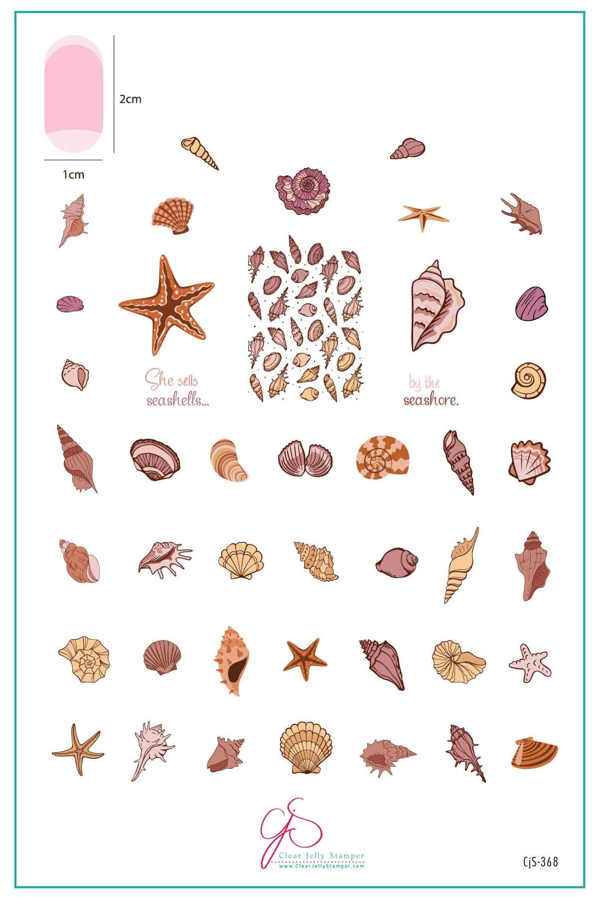 layered-nail-art-stamping-plate-inspo-card-with-seashells-and-words-for-nail-art