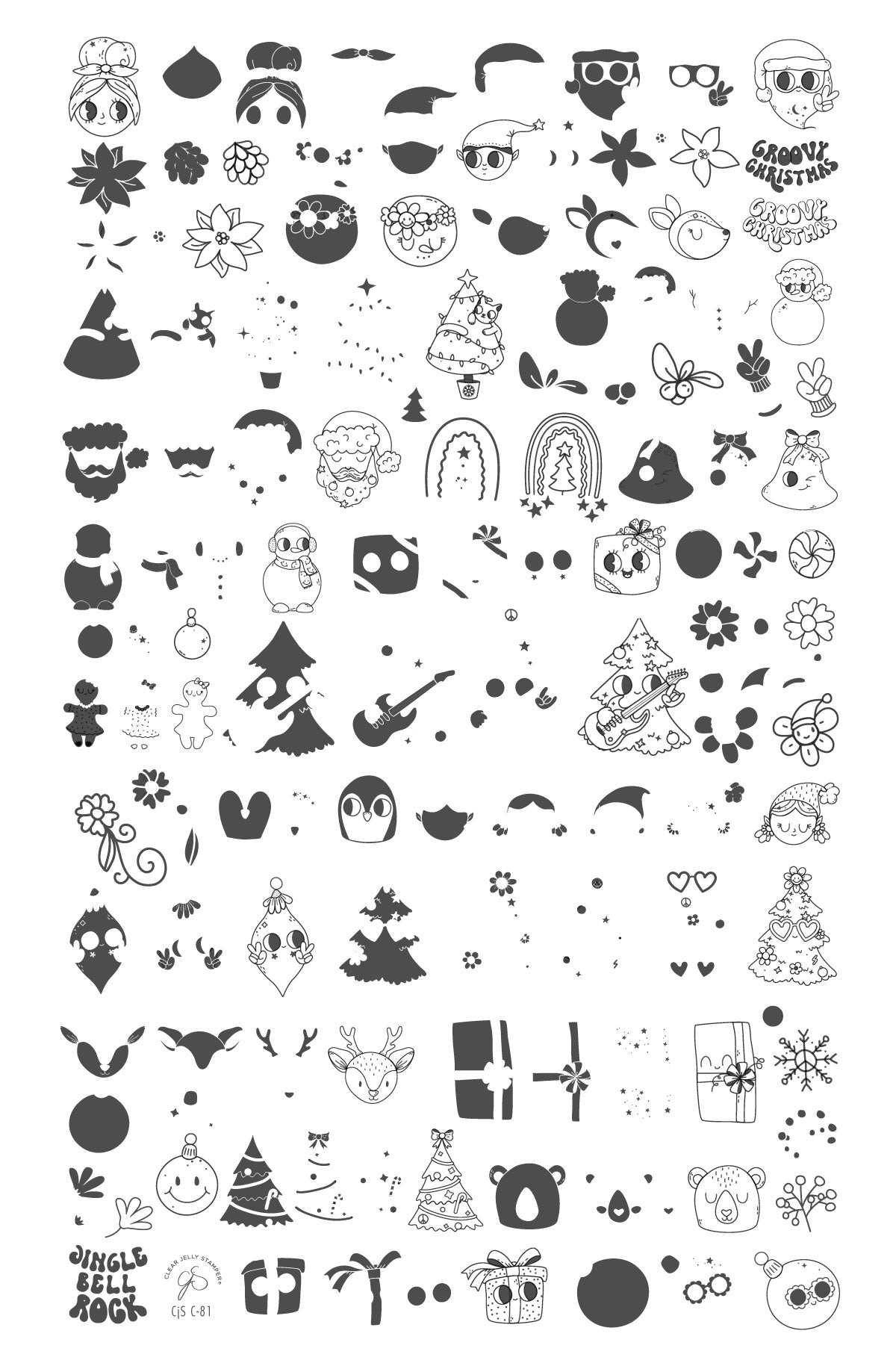 Groovy Christmas (CjSC-81) Steel Nail Art Layered Stamping Plate