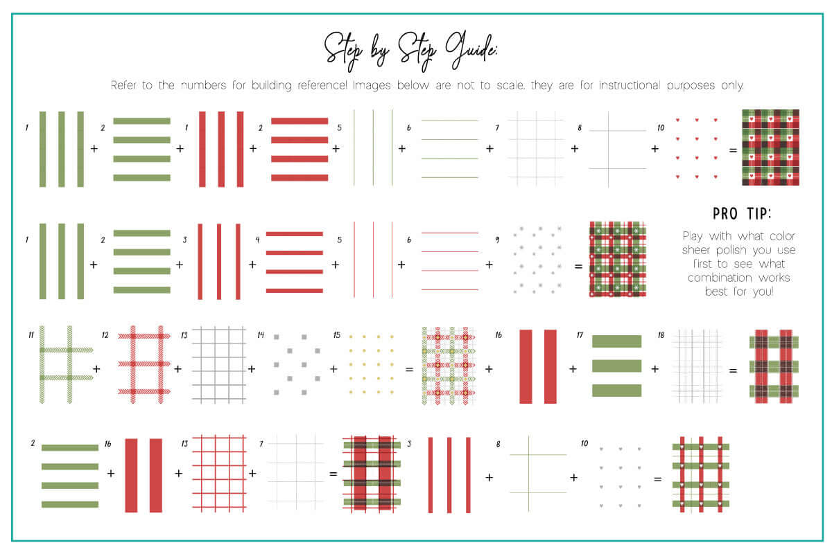 layered-nail-art-stamping-plate-how-to-card-with-colorful-festive-plaid-designs