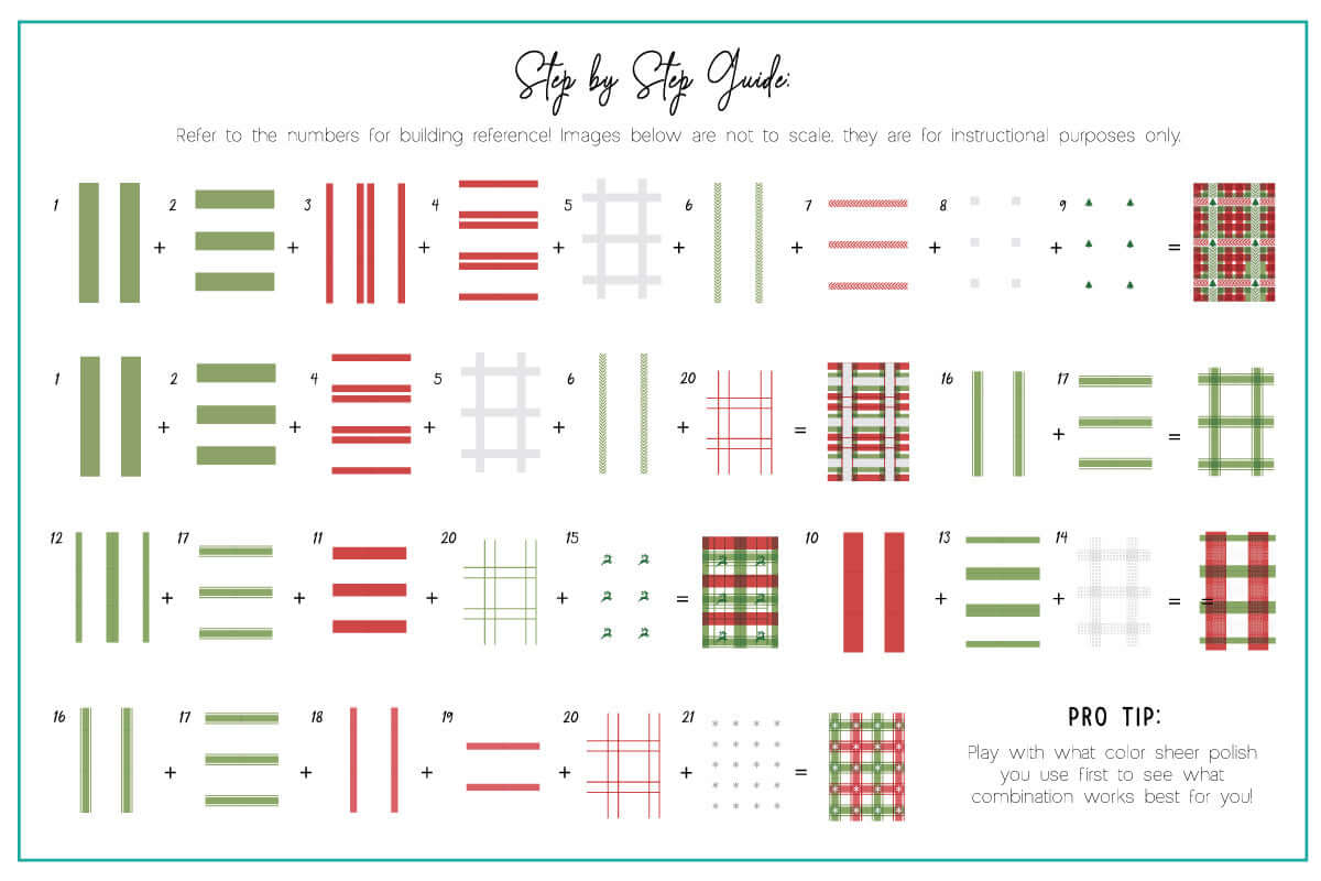 layered-nail-art-stamping-plate-how-to-card-with-colorful-plaid-designs