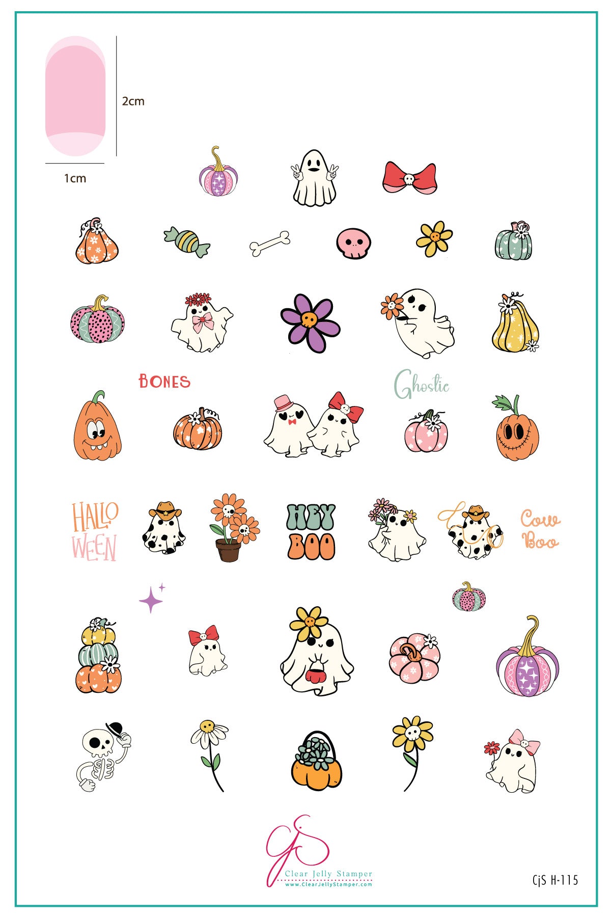 layered-nail-art-stamping-plate-inspo-card-with-colorful-designs-of-cowboy-ghosts-pumpkins-candy-and-words-for-nail-art