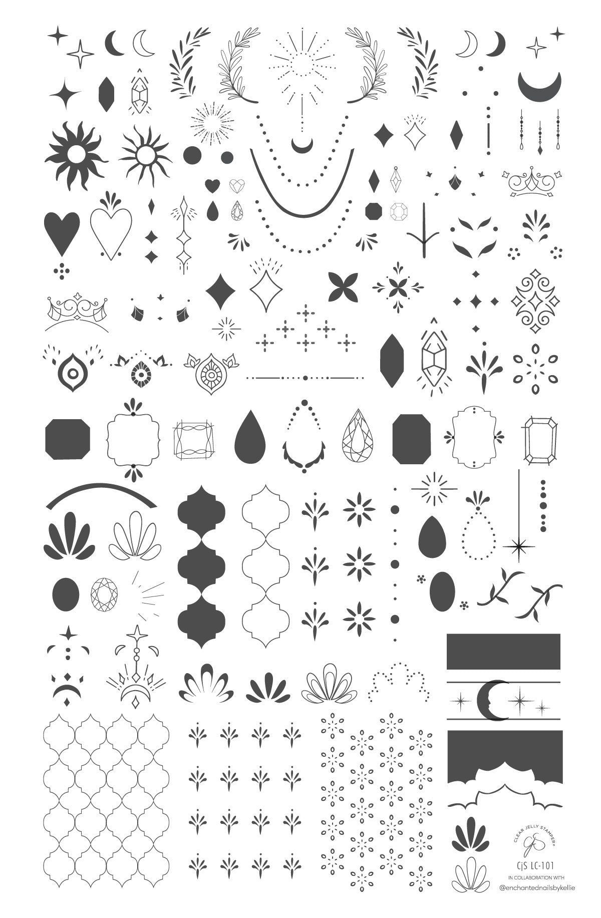 Enchanted Gems (CJSLC-101) Steel Nail Art Layered Stamping Plate