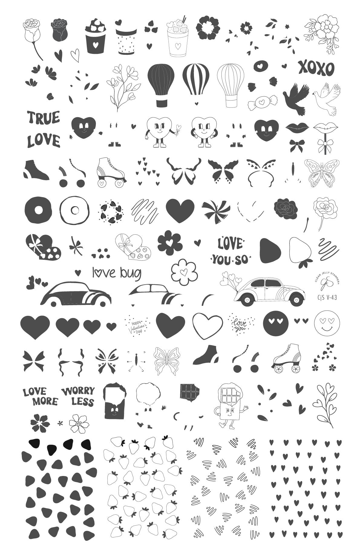 Love Bug (CjSV-43) Steel Layered Nail Art Stamping Plate