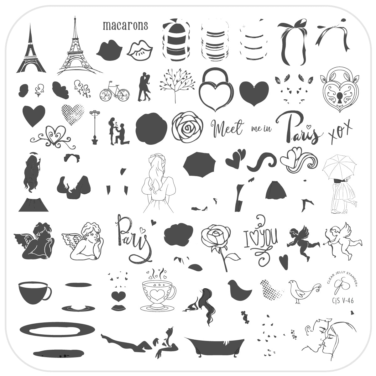 Meet Me in Paris (CjSV-46) Steel Nail Art Stamping Plate