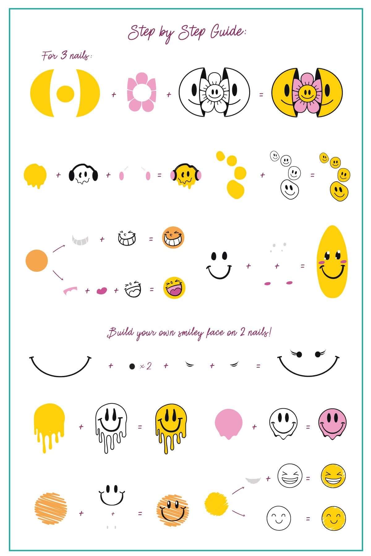  layered-nail-art-how-to-card-with-colorful-smile-and-smiley-face-designs-and-words-for-nail-art