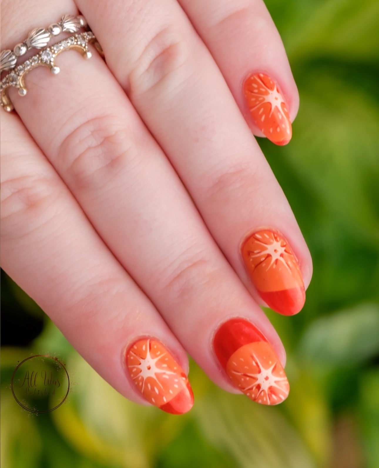 stunning-manicure-with-full-coverage-nail-art-stamping-designs-of-oranges