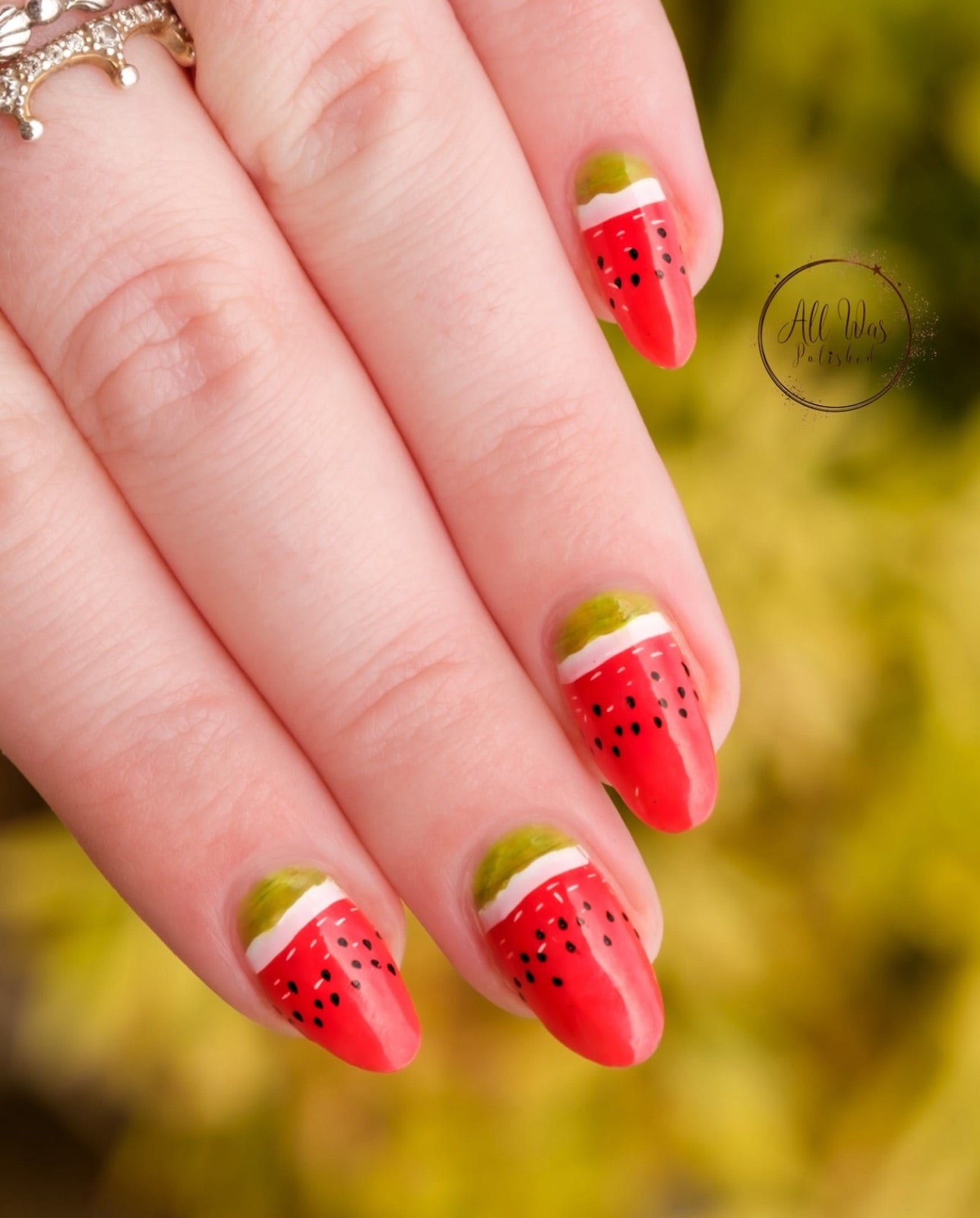 stunning-manicure-of-nail-art-designs-of-watermelon-french-tips