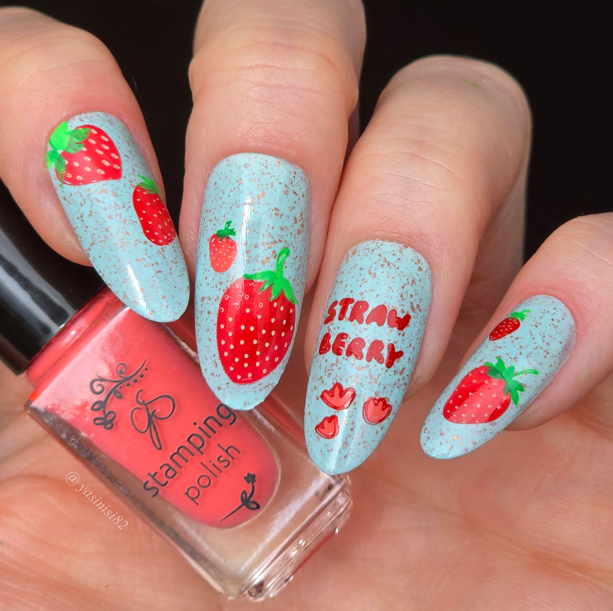 bright-manicure-showing-nail-art-designs-of-strawberries