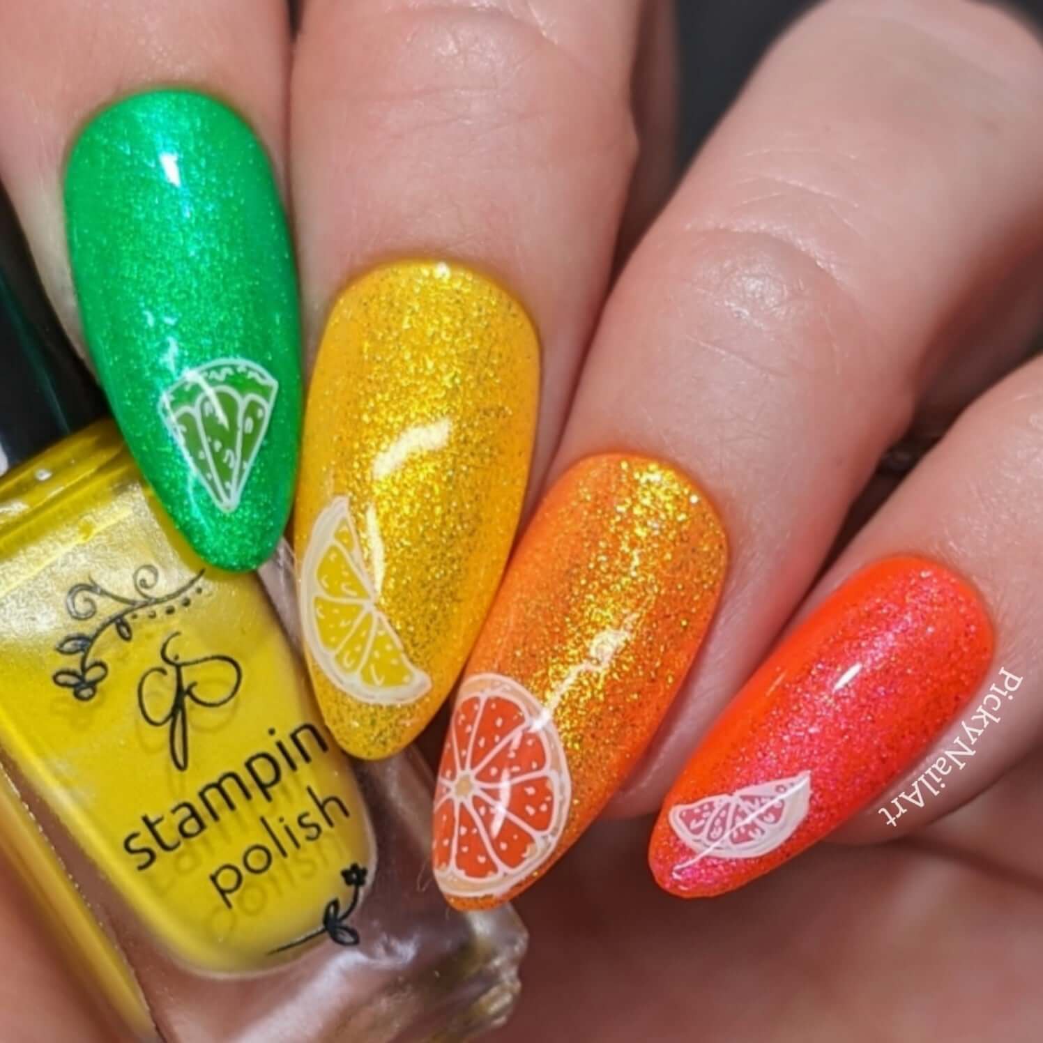 manicure-of-nail-art-bright-colors-green-yellow-red-orange-nails-with-fruit-designs