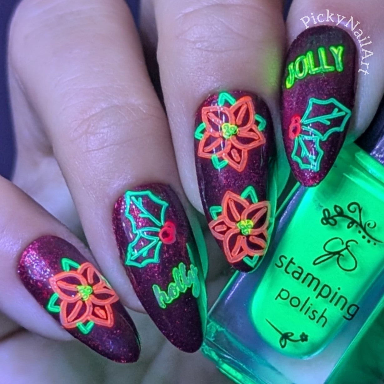 Neon Christmas (CjSC-92) Steel Nail Art Layered Stamping Plate