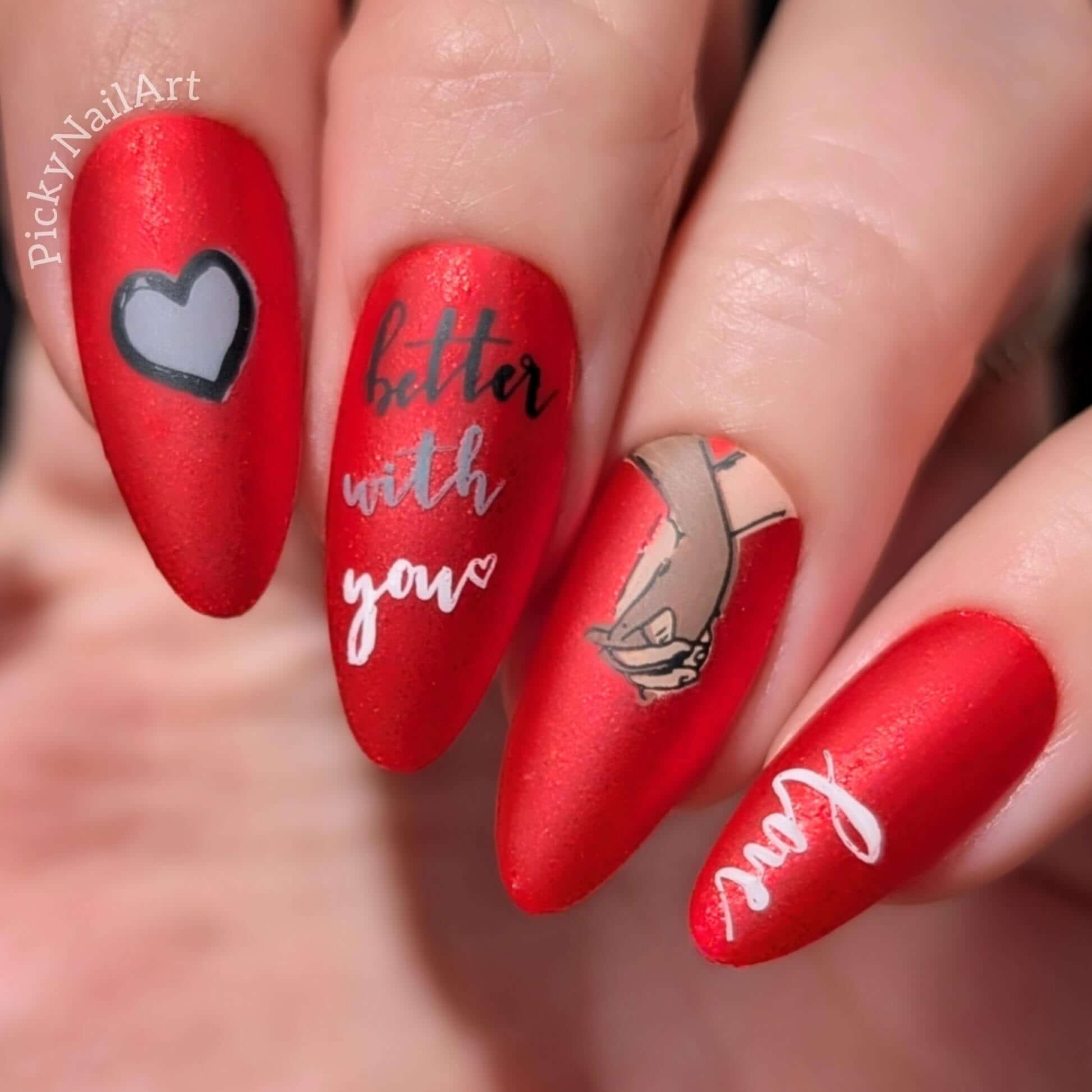 bright-manicure-with-valentines-themed-nail-art-of-holding-hands-with-the-words-better-with-you