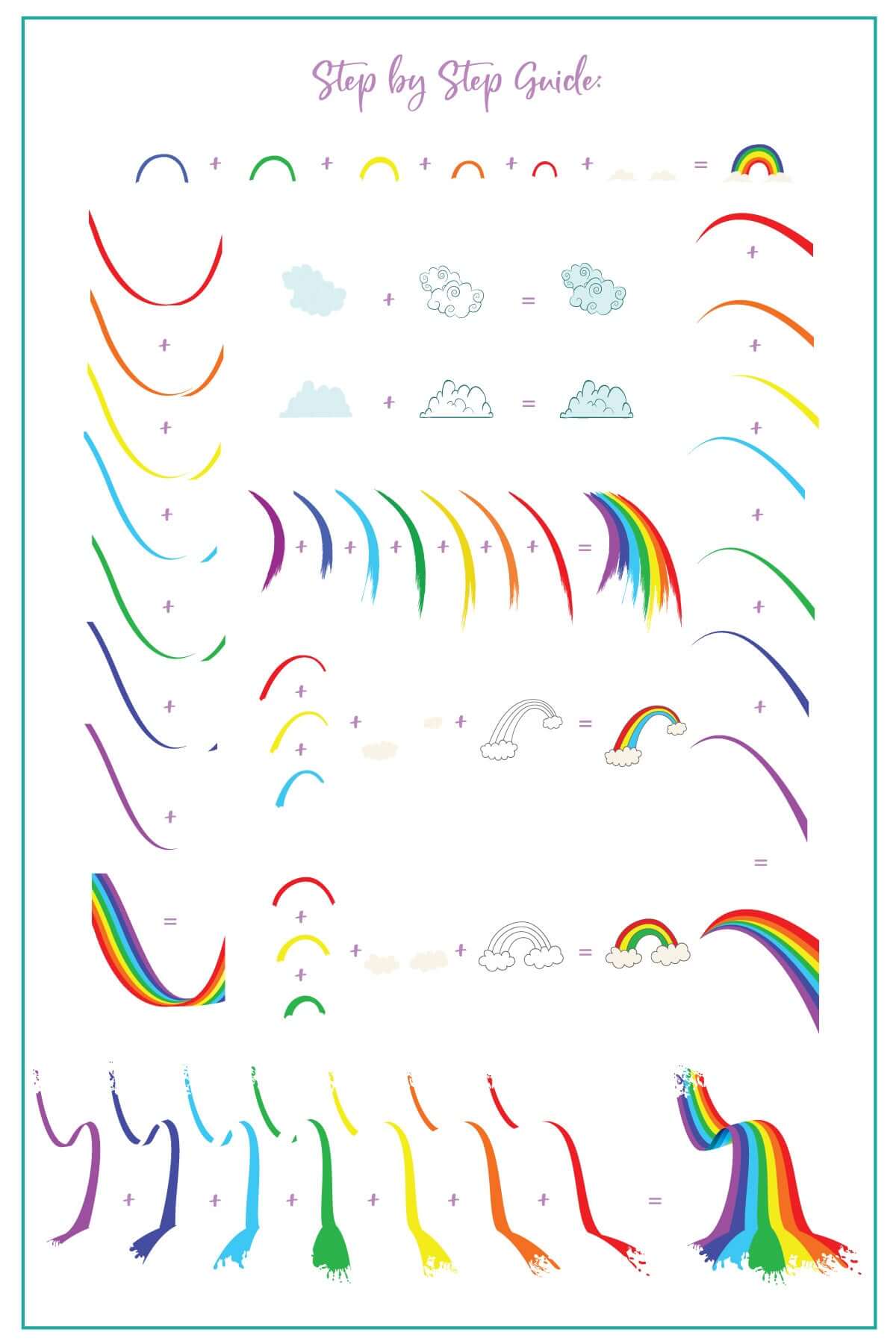 layered-nail-art-stamping-plate-how-to-card-showing-colorful-designs-of-rainbows-stars-clouds-and-words-for-nail-art