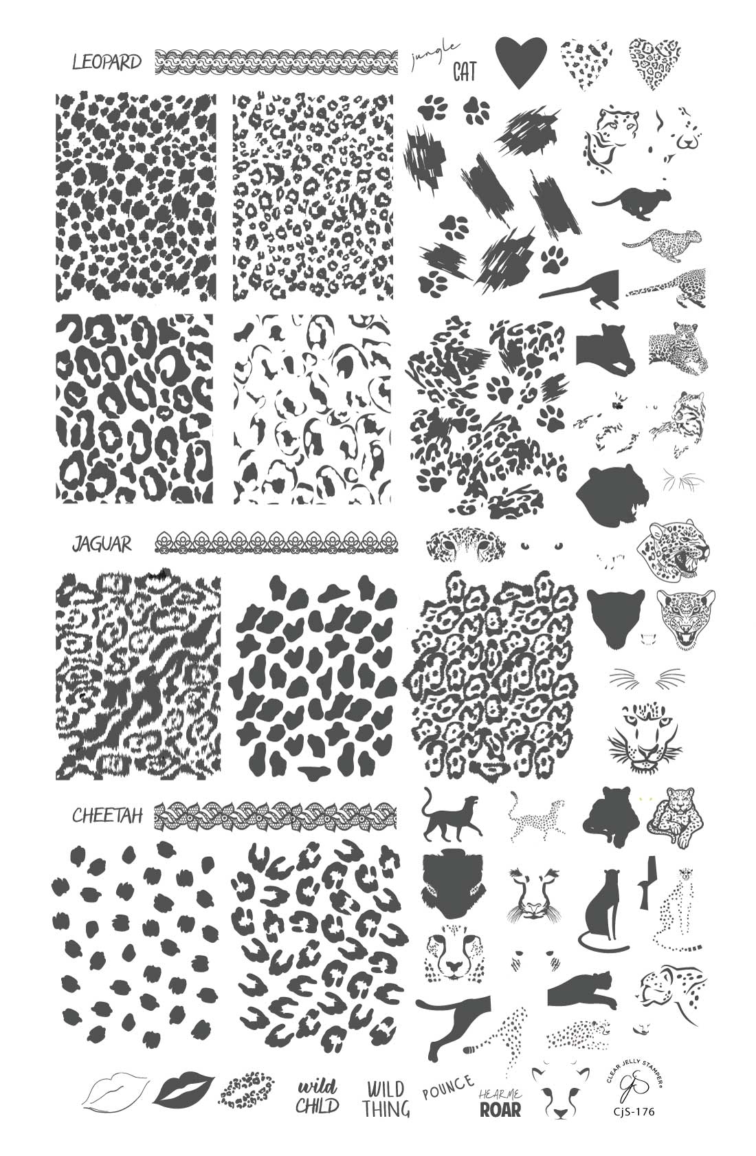 Wild Kingdom - Cheetah (CjS-176) Steel Stamping Plate 14 x 9 Clear Jelly Stamper 