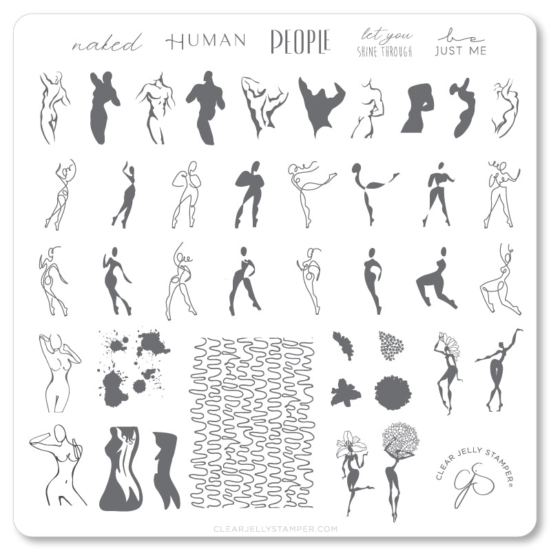 The Nude Series - In the Buff  (CjS-205) Steel Nail Art Layered Stamping Plate