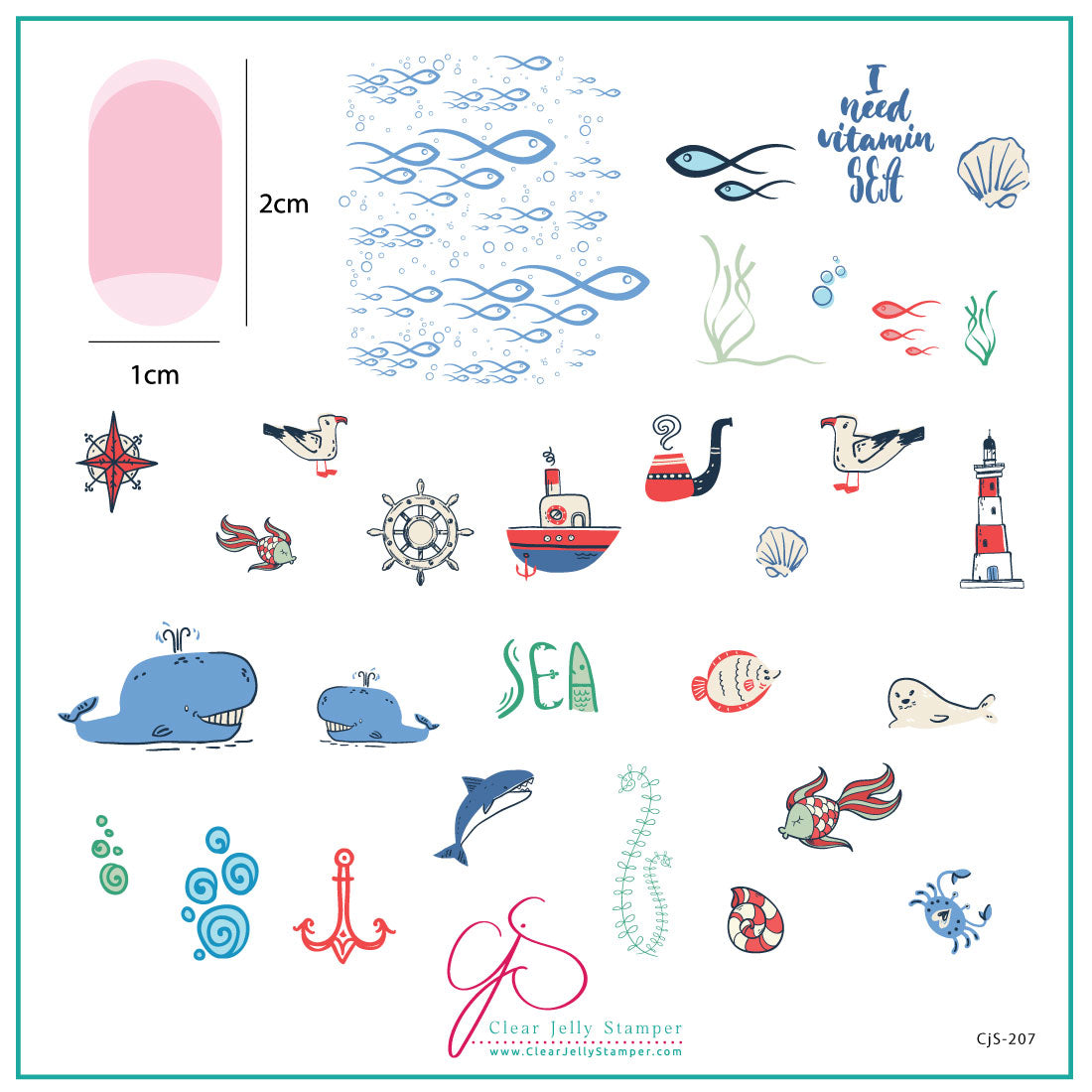 I Need Vitamin SEA (CjS-207) Steel Layered Nail Art Stamping Plate