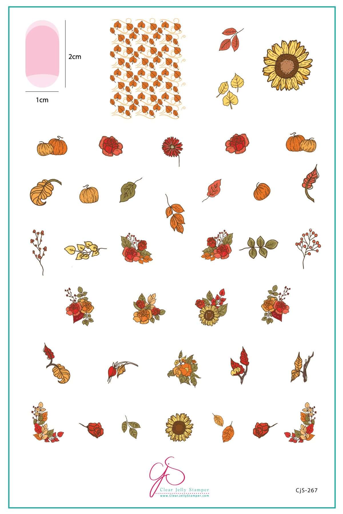 layered-nail-art-stamping-plate-inspo-card-with-colorful-designs-of-sunflowers-pumpkins-and-autumn-leaves