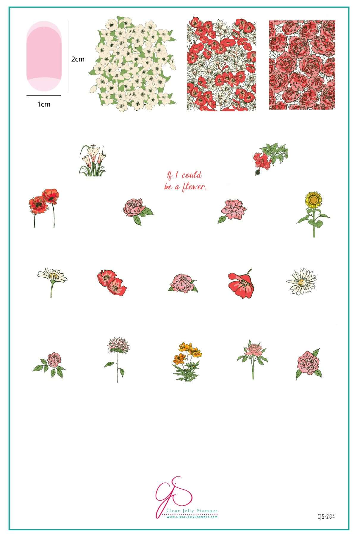 layered-nail-art-stamping-plate-inspo-card-showing-colorful-designs-of-poppies-daisies-roses-and-words-for-nail-art