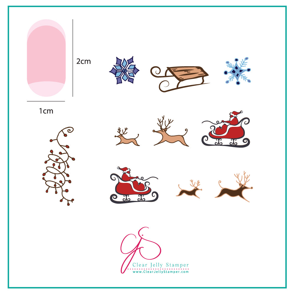 Santas Sleigh (CjSC-04) - Steel Nail Art Stamping Plate 6x6 Clear Jelly Stamper Plate 