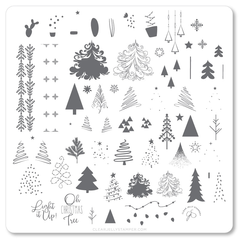 Oh Christmas Tree! (CjSC-44) Steel Nail Art Stamping Plate 8 x 8 Clear Jelly Stamper 