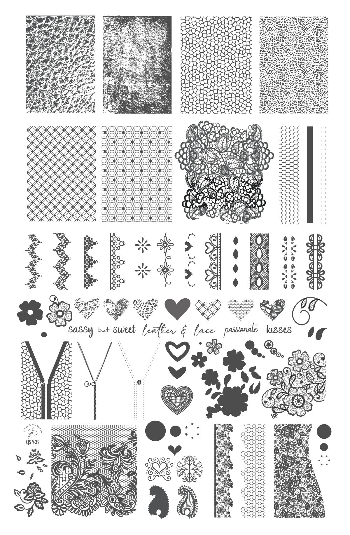 Leather & Lace (CjSV-39) Steel Nail Art Stamping Plate