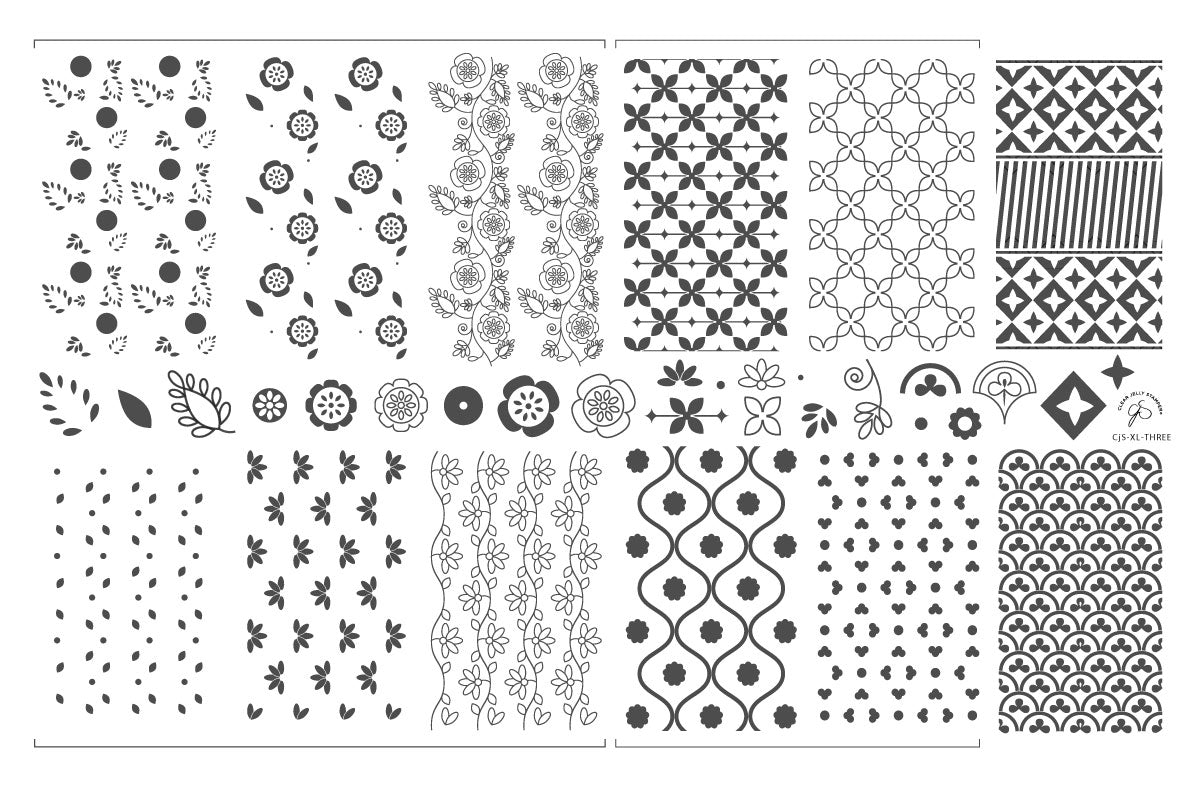 (CjS-XL-THREE) Steel Nail Art Stamping Plate