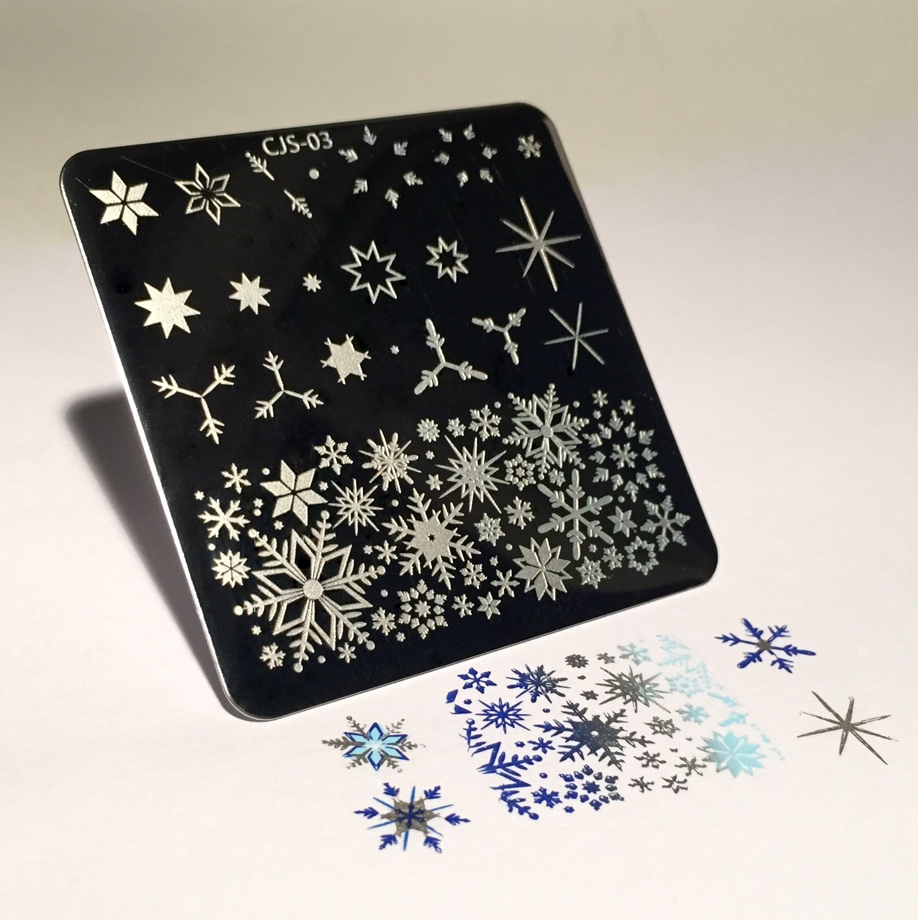 Snowflakes (CjS-03) - Steel Nail Art Stamping Plate 6x6 Clear Jelly Stamper 