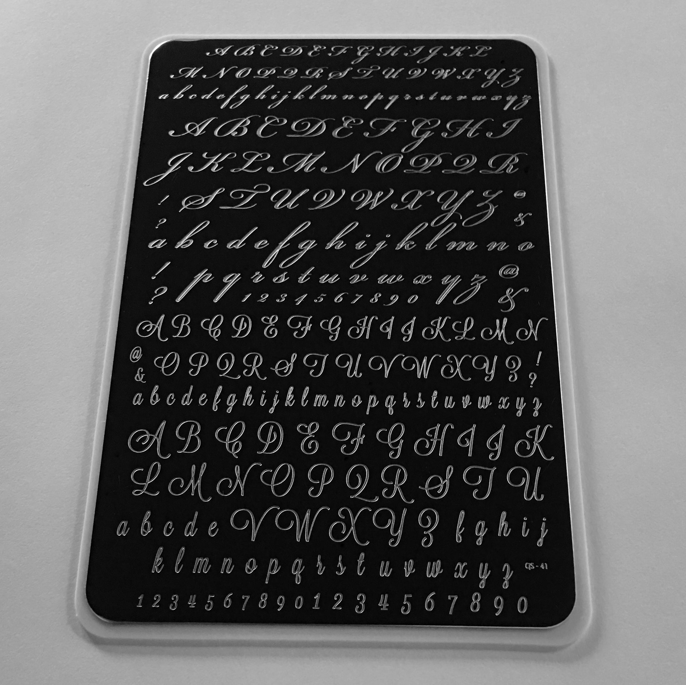 Alphabet Script (CjS-41) - Steel Nail Art Stamping Plate 14 x 9 Clear Jelly Stamper 