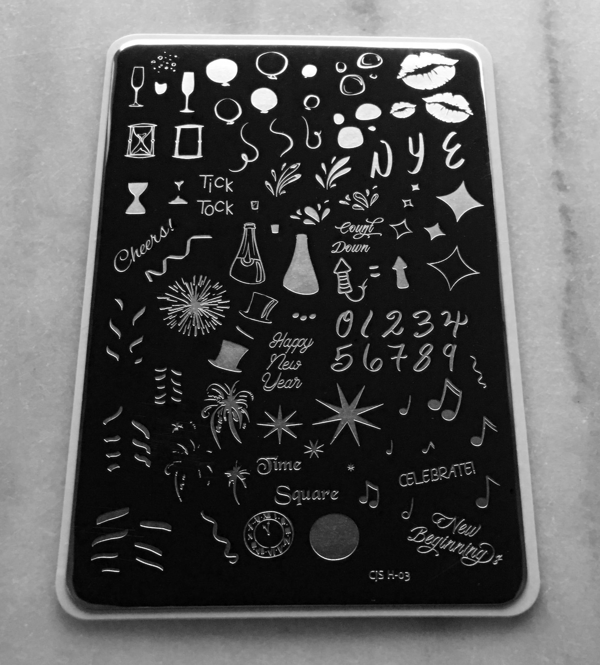 Happy New Year CjSH-03 - Steel Stamping Plate 14 x 9 Clear Jelly Stamper 