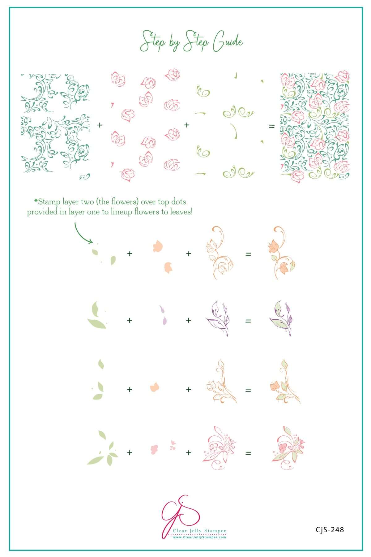 layered-nail-art-stamping-plate-how-to-card-showing-colorful-designs-of-vines-flowers-and-swirls