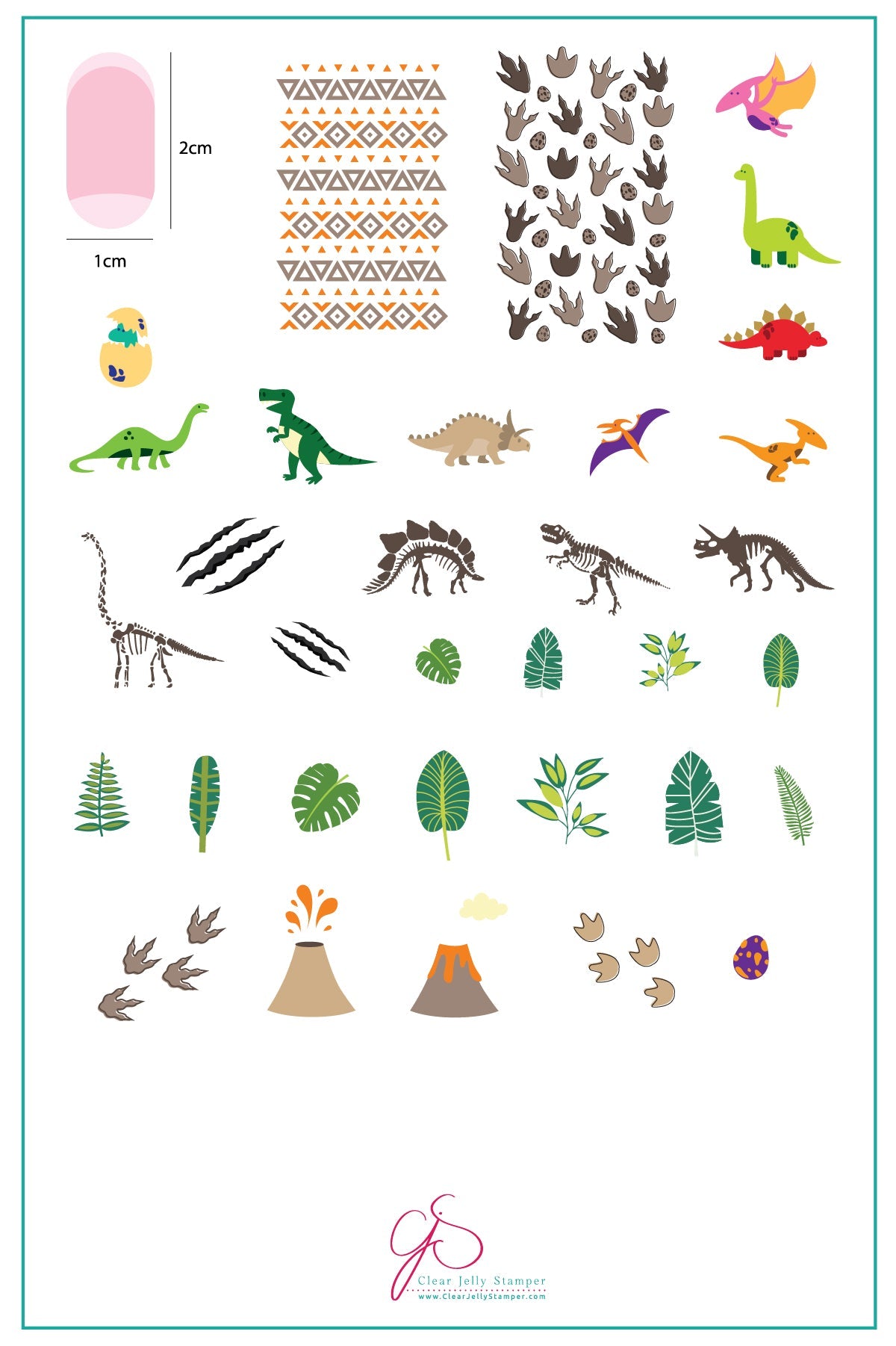 Dino Friends (CjS LC-35) Steel Stamping Plate 14 x 9 Clear Jelly Stamper 