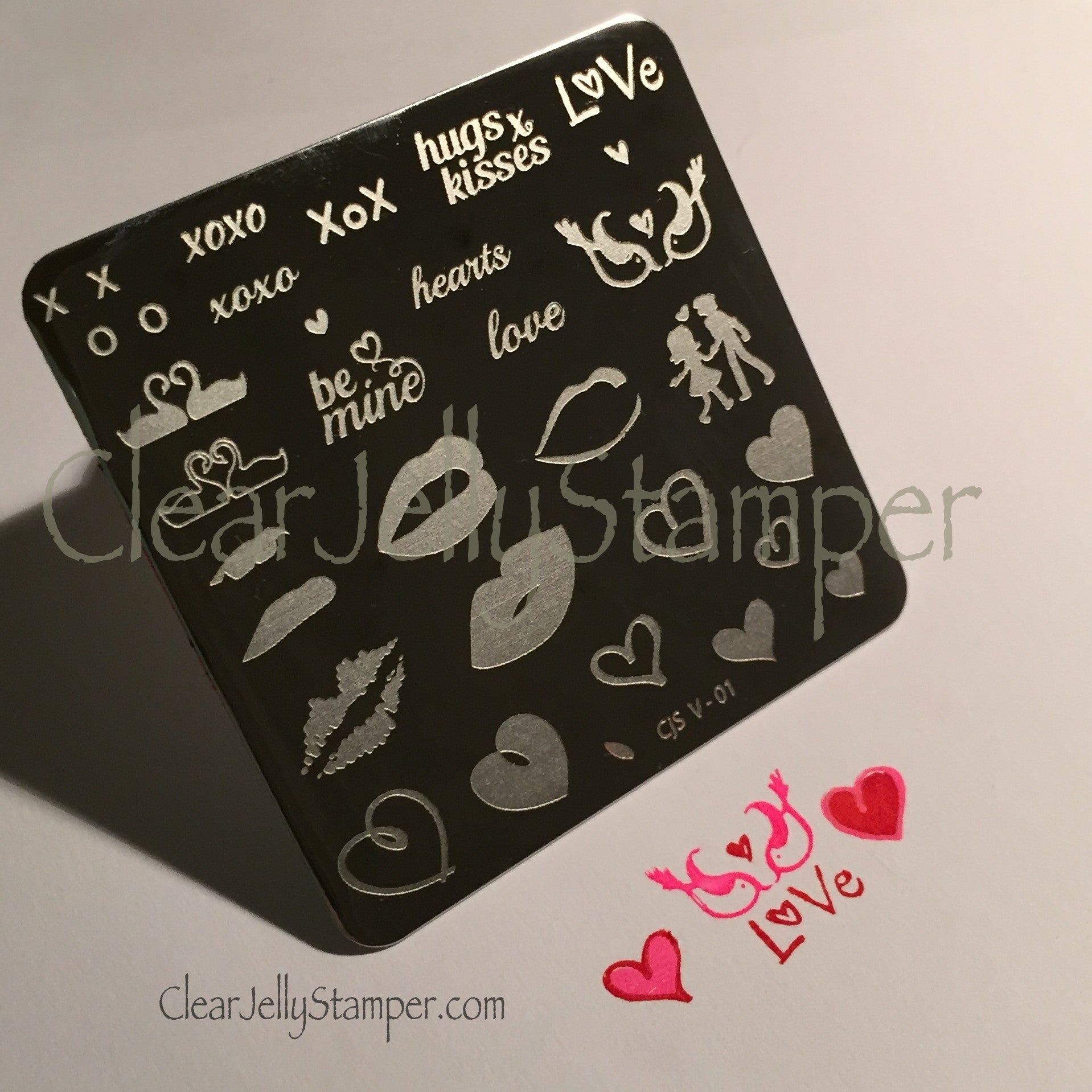 Luscious Lips and Love (CjS V-01) - Steel Stamping Plate 6x6 Clear Jelly Stamper 