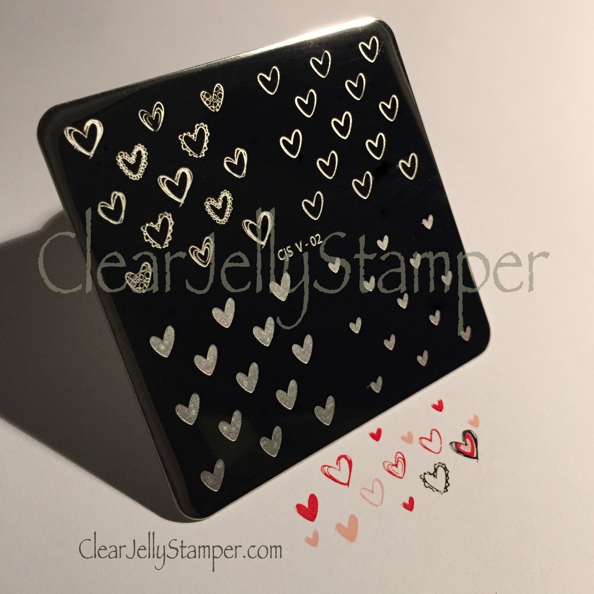 Super Cute Hearts (CjS V-02) - Steel Stamping Plate 6x6 Clear Jelly Stamper 