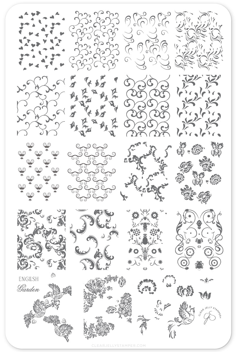 English Garden Swirls (CjS-173) Steel Layered Nail Art Stamping Plate