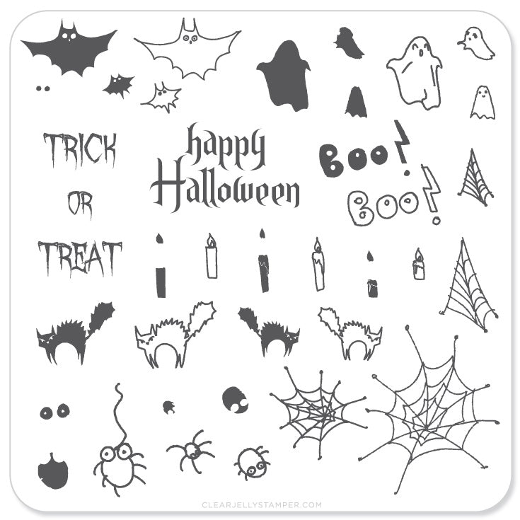 Halloween - Trick OR Treat (CjSH-04) - Steel Stamping Plate 6x6 Clear Jelly Stamper 