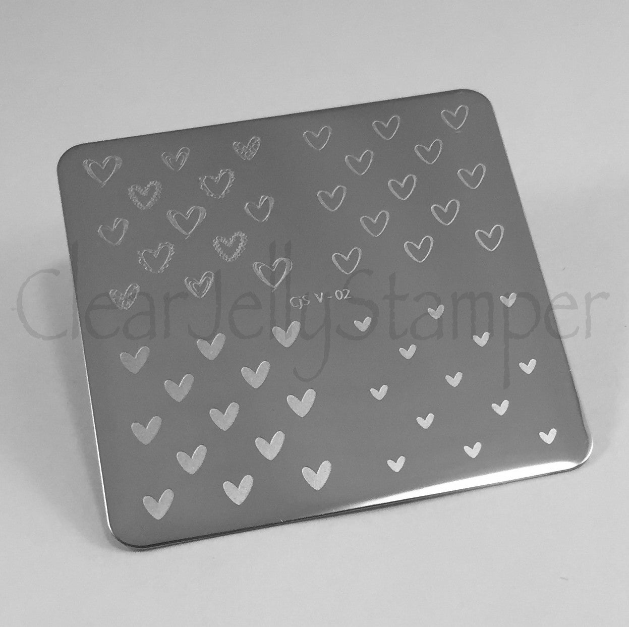 Super Cute Hearts (CjS V-02) - Steel Stamping Plate 6x6 Clear Jelly Stamper 