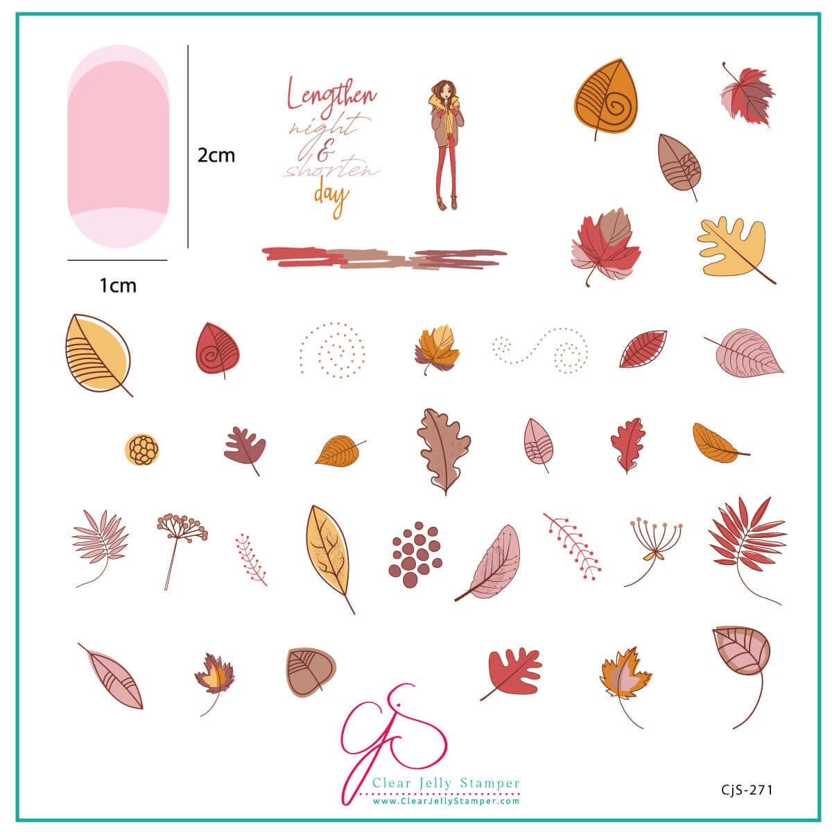 layered-nail-art-stamping-plate-inspo-card-with-colorful-designs-of-leaves-a-girl-and-words-for-nail-art