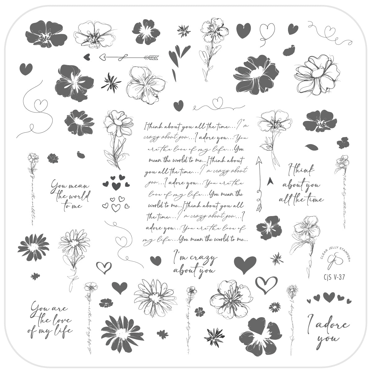 Love Notes (CjSV-37) Steel Layered Nail Art Stamping Plate