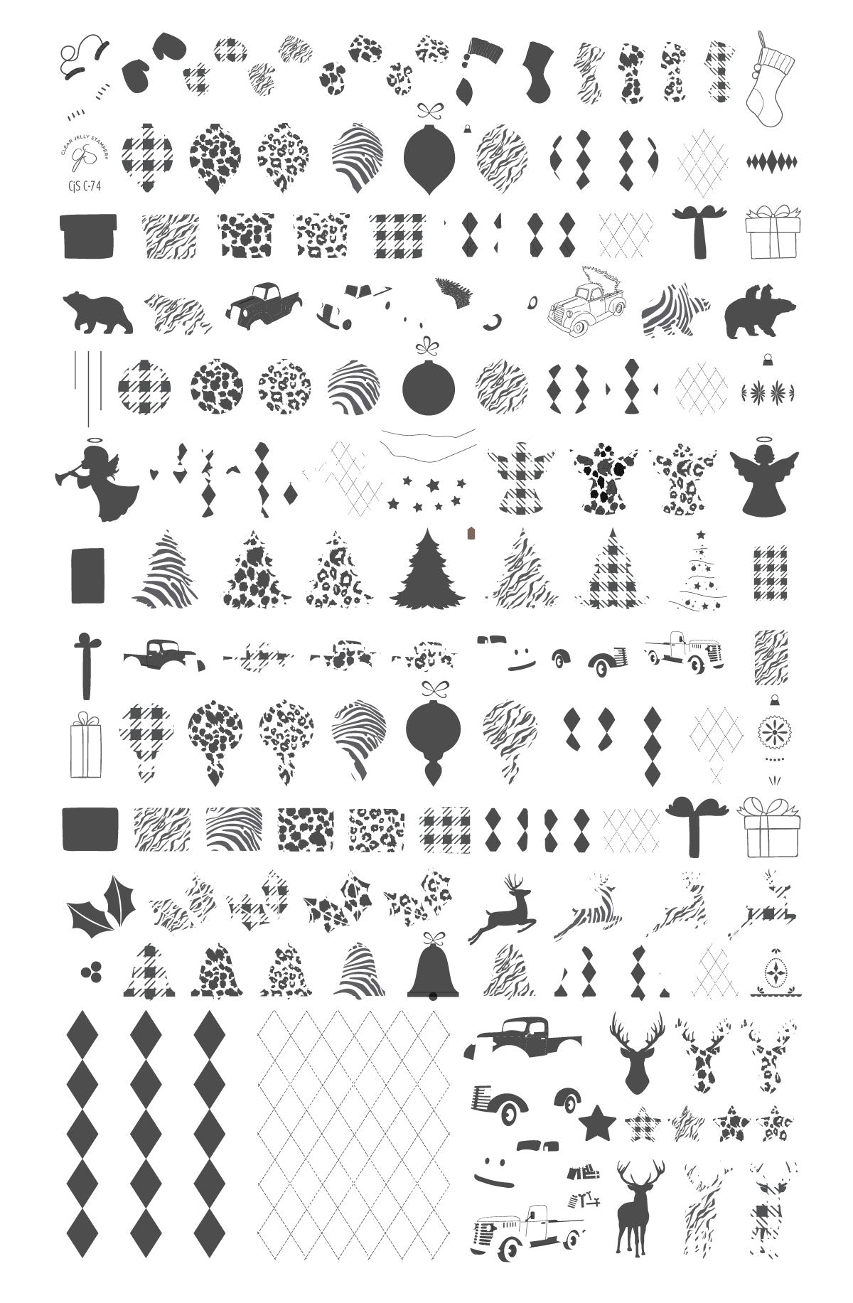 Patterned Holidays 2.0 (CjSC-74) Steel Nail Art Stamping Plate