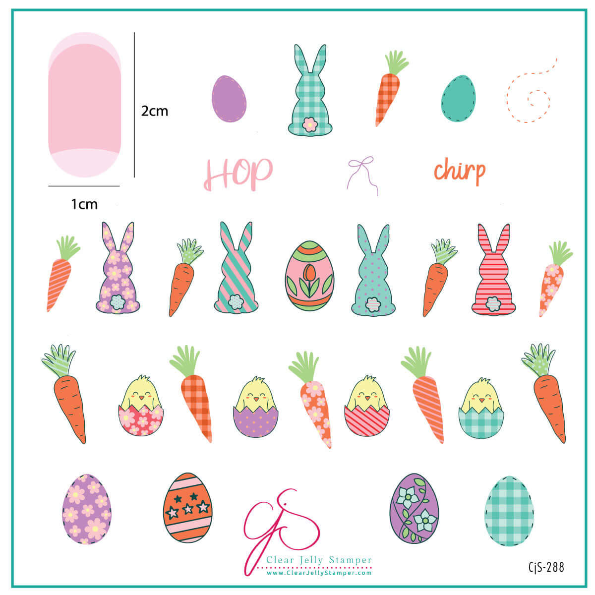 layered-nail-art-stamping-plate-inspo-card-with-colorful-designs-of-bunny-rabbits-easter-eggs-carrots-and-words-for-nail-art