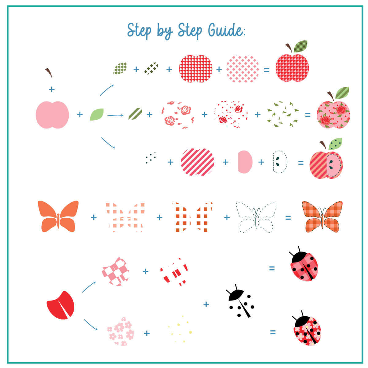 layered-nail-art-stamping-plate-how-to-card-with-colorful-designs-of-ladybugs-butterflies-and-patchwork-apples