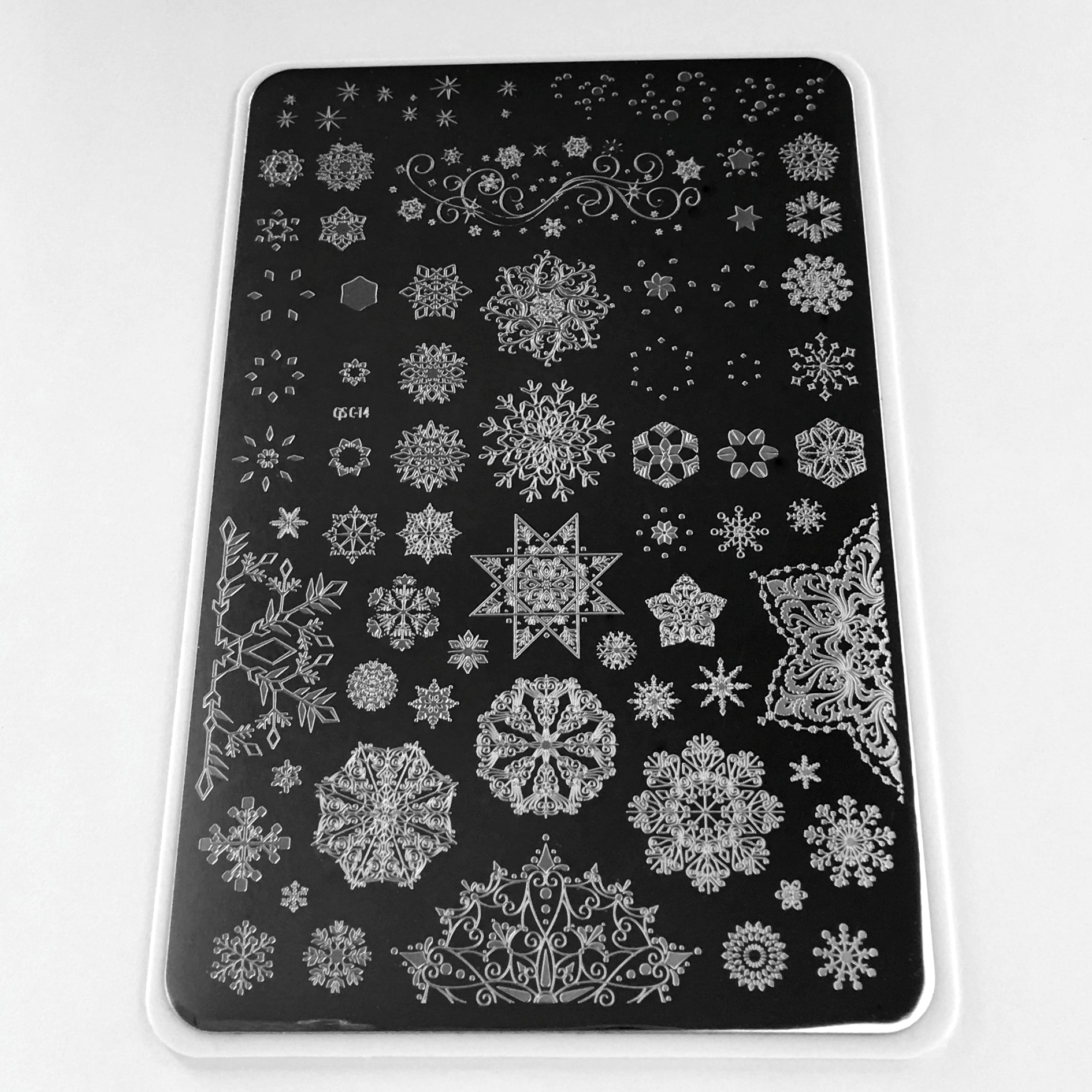 Diamonds in Ice (CjSC-14) - Steel Nail Art Stamping Plate 14 x 9 Clear Jelly Stamper 