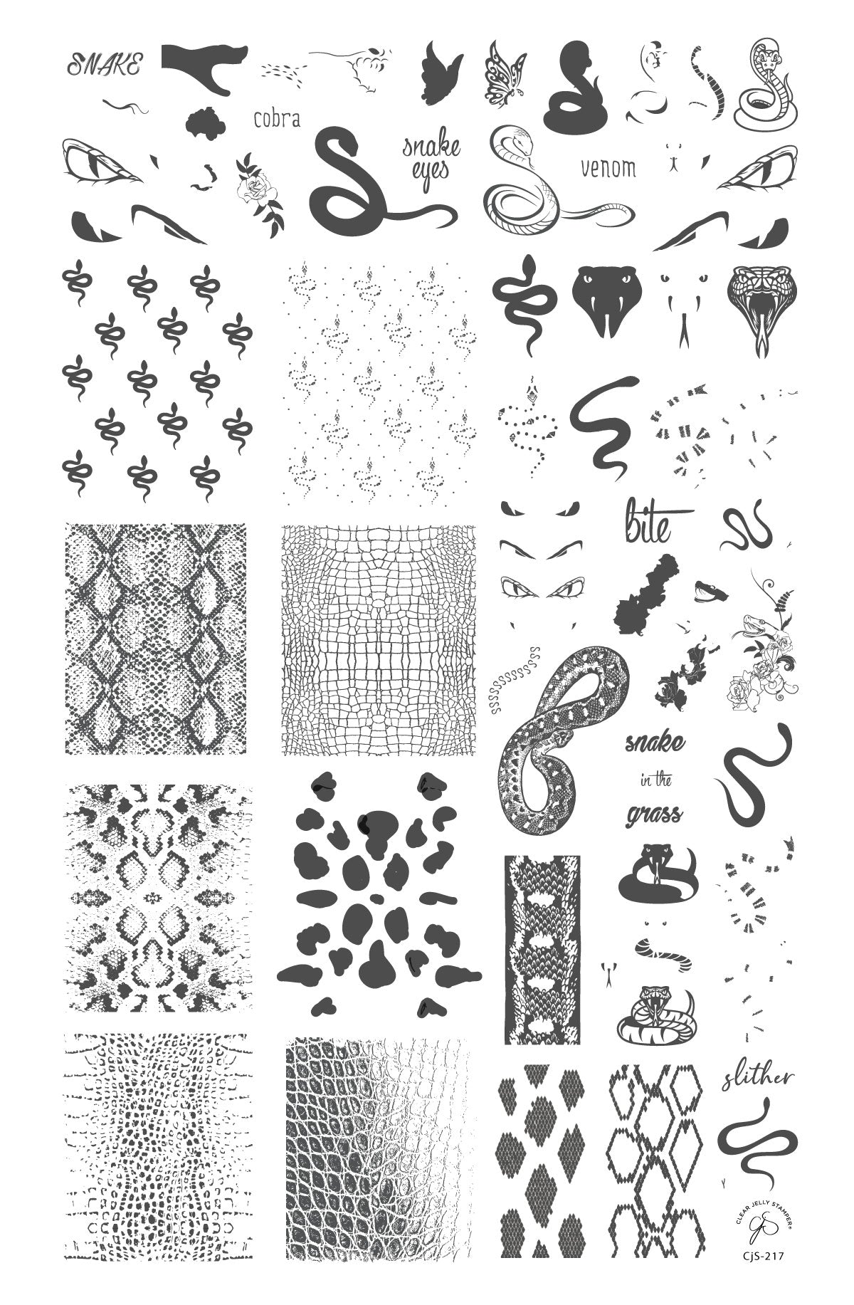 Snake (CjS-217) Steel Nail Art Layered Stamping Plate