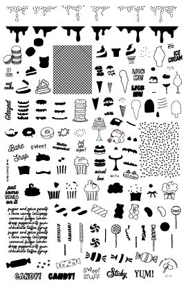 Sweet Stuff (CjS-54) Steel Nail Art Layered Stamping Plate