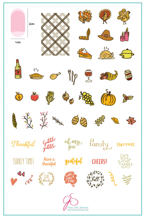 Give Thanks (CjS H-15) - Steel Stamping Plate 14 x 9 Clear Jelly Stamper Plate 