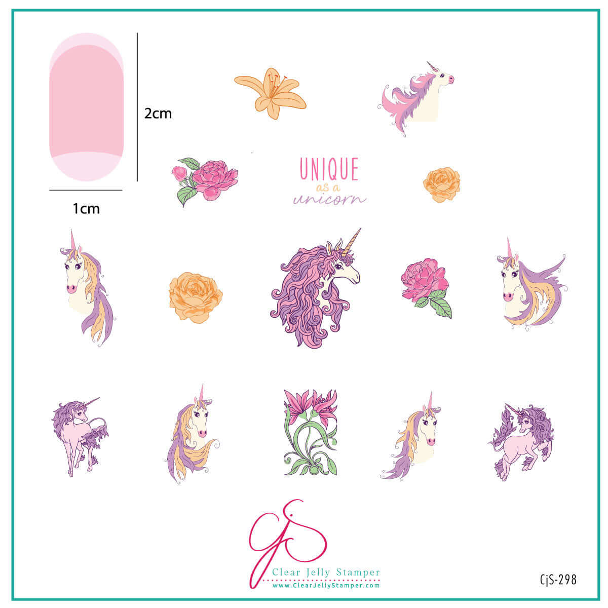 layered-nail-art-stamping-plate-inspo-card-showing-colorful-designs-of-unicorns-roses-and-peonies